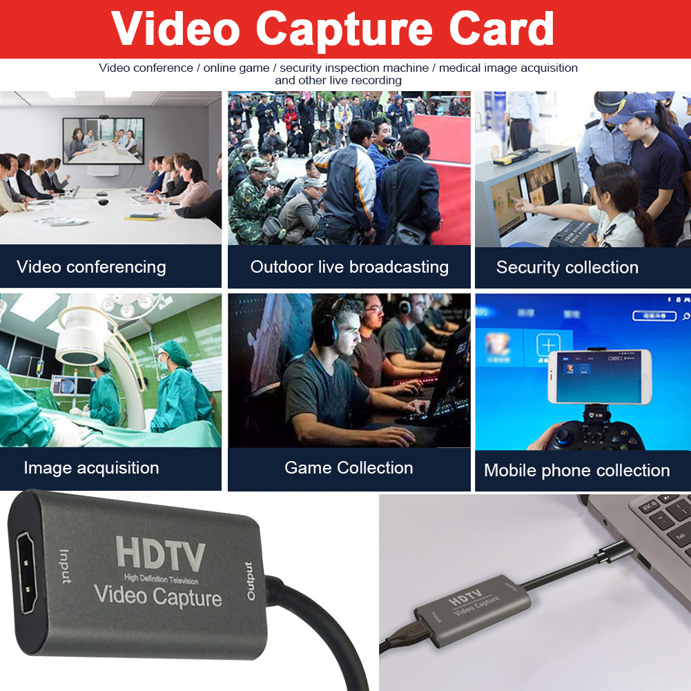 Converter for  To USB C 4K 1080P 60Hz Video  Card Live Streaming Audio Free Drive Broadcasting Real Time Gaming Computer